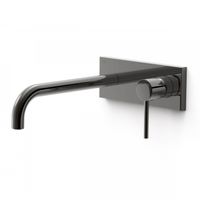 Wastafelmengkraan Inbouw Tres Study Exclusive met Afdekplaat Gebogen Uitloop 24 cm en Hendel Metallic Zwart Wastafelmengkraan Inbouw Tres Study Exclusive met Afdekplaat Gebogen Uitloop 24 cm en Hendel Metallic Zwart