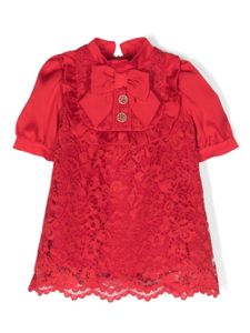 Patachou robe en coton à fleurs en dentelle - Rouge