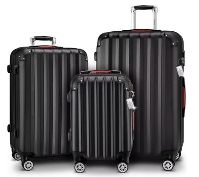 Reiskoffers Zwart 3-delig ABS met gratis accessoires