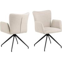 Giga Living - Eetkamerstoel met Armleuning Beige - Erwin - Set van 2