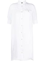 Fay robe-chemise en lin à manches courtes - Blanc