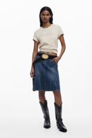 Denim rok met borduursels - BLUE - L
