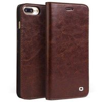 iPhone 7 Plus Qialino Classic Wallet Leren Hoesje - Bruin