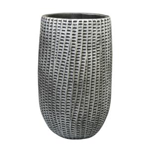 Bloempot/plantenpot hoog - binnen - zwart/metaal look - D15xH24 cm - cement