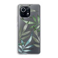 Tropical watercolor leaves: Xiaomi Mi 11 Transparant Hoesje