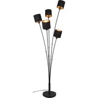 LED Vloerlamp - Trion Torry - E14 Fitting - 5-lichts - Rond - Mat Zwart/Goud - Aluminium - Max. 40W LED Vloerlamp - Trion Torry - E14 Fitting - 5-lichts - Rond - Mat Zwart/Goud - Aluminium - Max. 40W