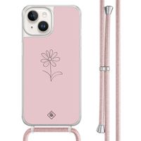 iPhone 14 hoesje met rosegoud koord - Madeliefje