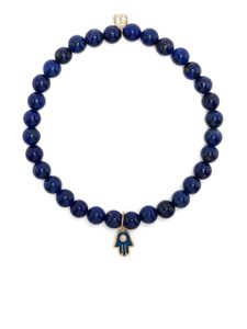 Sydney Evan bracelet Hamsa en or 14 ct à perles - Bleu