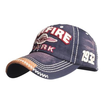 Katoen geborduurd patch wasbaar verstelbare Baseballpet (blauw)