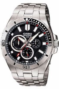 Horlogeband Casio MTD-1072 / 10427211 Staal Zwart 22mm