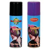 Carnaval verkleed haar verf/spray zwart/paars 125 ml - thumbnail