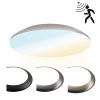 LED Bulkhead 30 cm - Plafondlamp met bewegingssensor - 18W 2100 Lumen - CCT Lichtkleur instelbaar - Dimbaar - IK10 - Chroom - IP65 Waterdicht - thumbnail