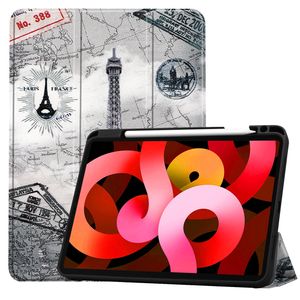 Basey iPad Air 5 (2022) Hoesje Kunstleer Hoes Case Cover -Eiffeltoren