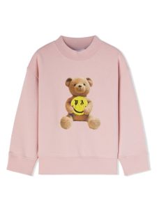 Palm Angels Kids teddy bear-print cotton sweatshirt - Rose