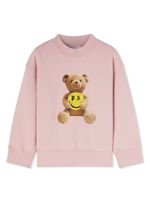 Palm Angels Kids teddy bear-print cotton sweatshirt - Rose - thumbnail