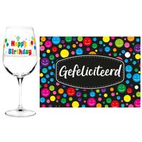 Happy Birthday cadeau glas 50 jaar verjaardag en Gefeliciteerd kaart - feest glas wijn - thumbnail