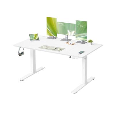 In Hoogte Verstelbaar Bureau met Usb Aansluiting, Mat Wit / 140 x 80 cm