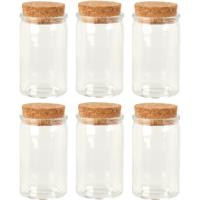 Glazen flesjes met kurk dop - set 60x - transparant - glas - 50 ml