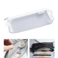 Nylon eenvoudige transparante mesh potlood Case Office School Supplies (kleine witte)