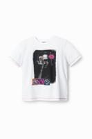 Arty T-shirt met sierstiksels - WHITE - XS - thumbnail