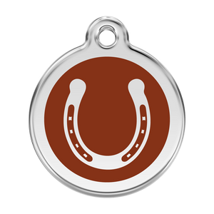 Horse Shoe Brown roestvrijstalen hondenpenning large/groot dia. 3,8 cm - RedDingo