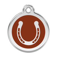 Horse Shoe Brown roestvrijstalen hondenpenning large/groot dia. 3,8 cm - RedDingo