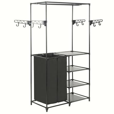 VidaXL Kledingrek 87x44x158 cm staal en ongeweven stof zwart