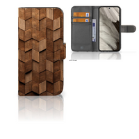 Book Style Case voor Google Pixel 8 Wooden Cubes - thumbnail