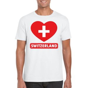 Zwitserland hart vlag t-shirt wit heren