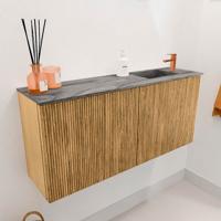 Toiletmeubel Mondiaz Joya Dlux | 90 cm | Meubelkleur Oak | Faye wastafel Sombra Wasbak Rechts | 1 kraangat
