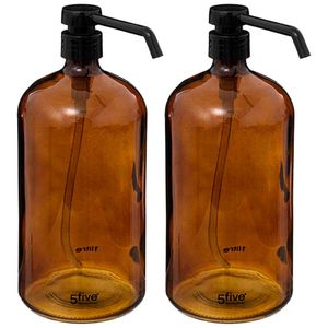 2x Stuks Zeeppompjes/zeepdispensers van glas - bruin - 1 liter