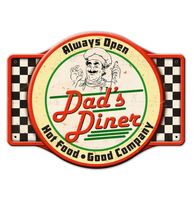 Dad&apos;s Diner Always Open, Hot Food, Good Company Zwaar Metalen Bord - 58 x 44 cm - thumbnail