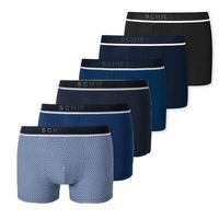 Schiesser Boxershorts 95/5 blauw met print 6-pack