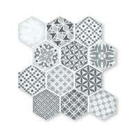 Terre d&apos;Azur Epoca Mozaiek Tegel Hexagon - Grijs Porselein Geglazuurd 280x300 mm