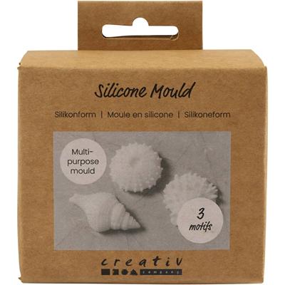 Creativ Company Siliconen vormen, zeester, conchschelp, schelp, h: 1,5-2 cm, d 3,5-6 cm, 3 stuk/ 1 doos