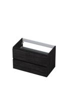 Onderkast INK 2 laden greeploos met houten keerlijst 80 cm x 45 cm x 52 cm Houtskool eiken 1257128