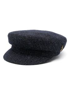 Borsalino béret en tweed à étiquette logo - Bleu