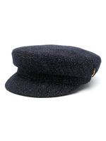 Borsalino béret en tweed à étiquette logo - Bleu - thumbnail