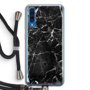 Zwart Marmer 2: Samsung Galaxy A50 Transparant Hoesje met koord