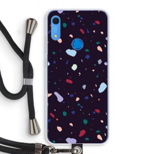 Dark Rounded Terrazzo: Huawei Y6s Transparant Hoesje met koord