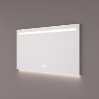 HIPP Design spiegel met Horizontale LED-Baan en Indirecte Verlichting 120 x 70 x 3 cm met Digitale Klok en Spiegelverwarming