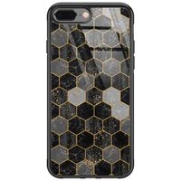 iPhone 8 Plus/7 Plus glazen hardcase - Hexagons zwart iPhone 8 Plus/7 Plus glazen hardcase - Hexagons zwart