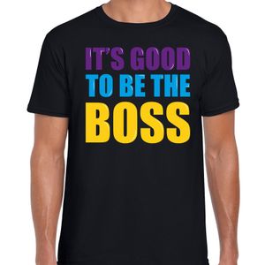 Its good to be the boss fun tekst t-shirt zwart heren