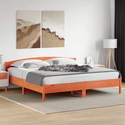 Bedframe zonder matras massief grenenhout wasbruin 180x200 cm