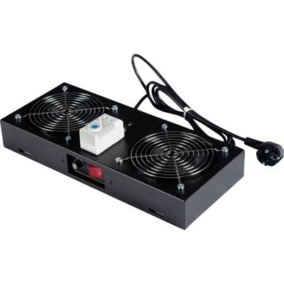ROLINE ventilatie-unit met 2 ventilatoren, thermostaat, voor 19-inch wandbehuizing zwart