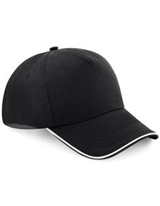 Beechfield CB25c Authentic 5 Panel Cap - Piped Peak - Black/White - One Size