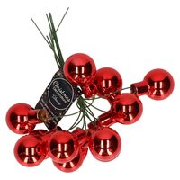 10x stuks glazen mini kerstballetjes rood kerststukje decoratie 2 cm