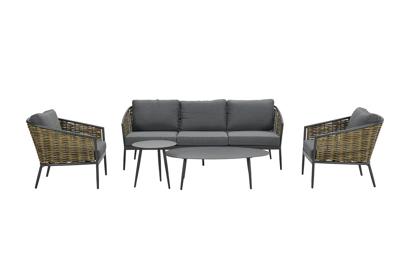 Bali loungeset 5-dlg c. bl/natural bark/mystic gr 207.5x83.5x77.5 - Garden impressions