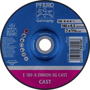 PFERD 62217747 E 180-8 ZIRKON SG CAST Afbraamschijf gebogen Diameter 180 mm Boordiameter 22.23 mm Grijs/grauw sferoïdisch gietijzer, Giethuid 10 stuk(s)