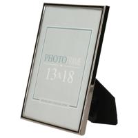 Metalen fotolijst zilver/zwart geschikt voor een foto van 13 x 18 cm - Fotolijsten - thumbnail